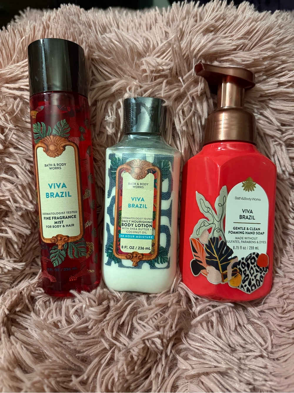 Bath & Body Works Viva Brazil Lotion, Fragrance Mist & Foaming Hand Soap - Red